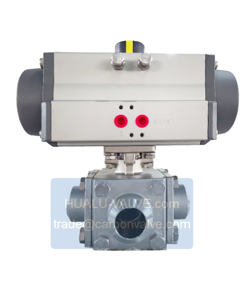 Photo 3 way high platform butt welding ball valve